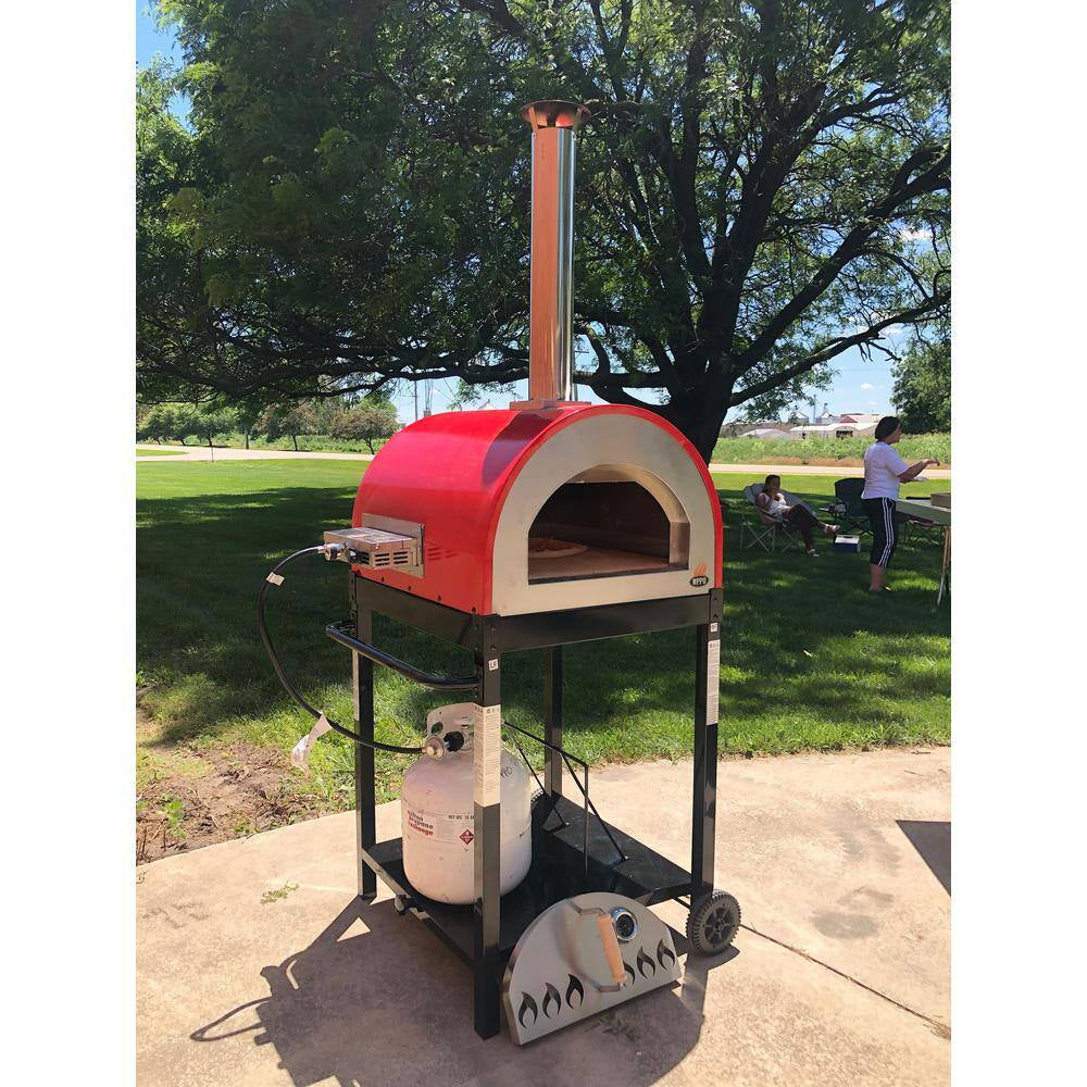 WKE-04WG-RED, 25 In. Multi-Fuel-Wood or Propane, Outdoor Pizza Oven Red, 71 In. W X 27 In. W X 30 In. D Burner Included