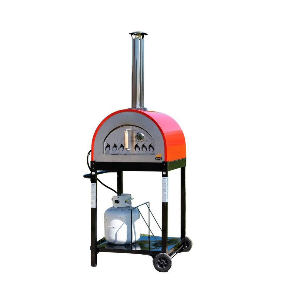 WKE-04WG-RED, 25 In. Multi-Fuel-Wood or Propane, Outdoor Pizza Oven Red, 71 In. W X 27 In. W X 30 In. D Burner Included