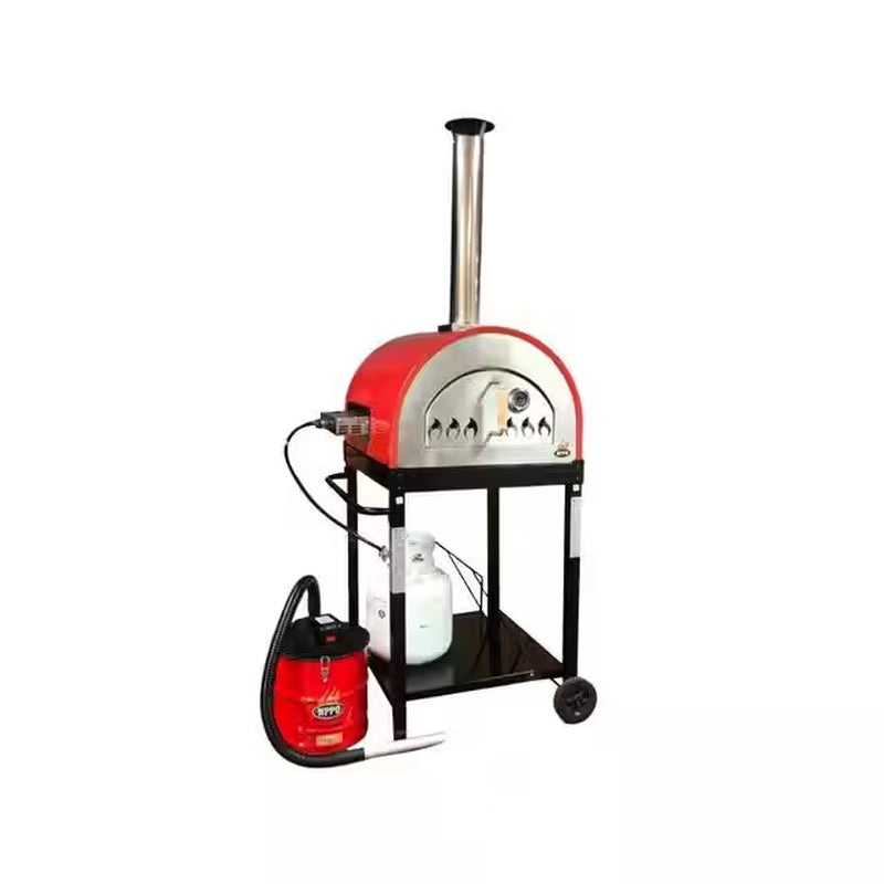 WKE-04WG-RED, 25 In. Multi-Fuel-Wood or Propane, Outdoor Pizza Oven Red, 71 In. W X 27 In. W X 30 In. D Burner Included